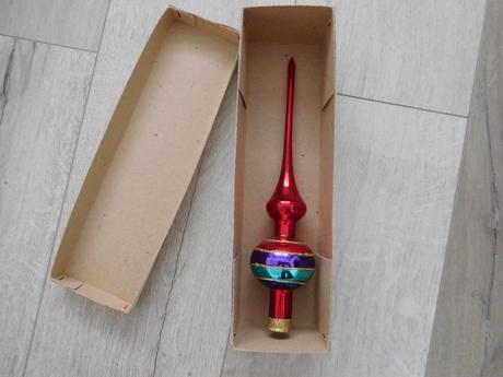 Retro vianočný špic červený fúkaný,, 