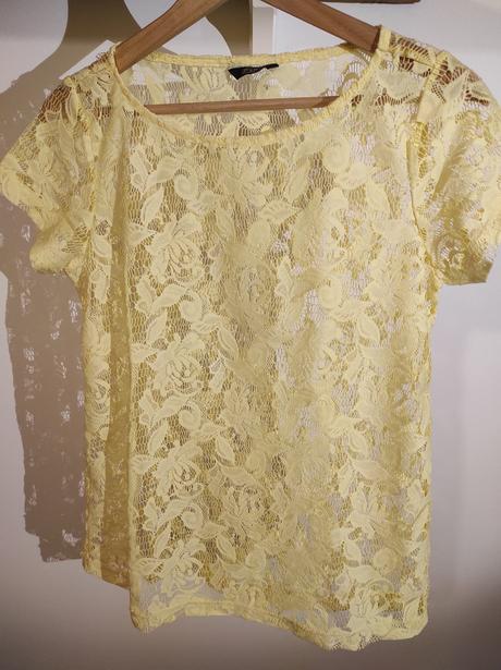 Bledo zlte cipkovane tricko, f&f,s