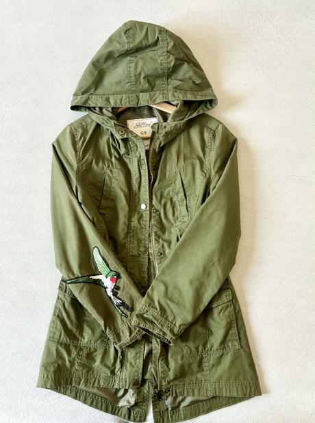 Olivová parka s kolibríkom, takko,xs