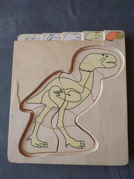 Viacvrstvové drevené anatomické puzzle dinosaurus, 