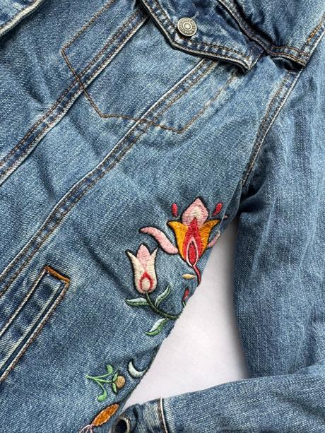 Pull&bear - vyšívaná džínsová bunda, pull&bear,s
