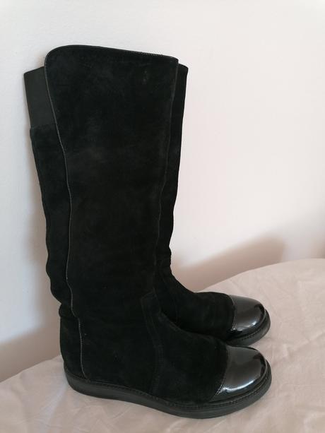 Vysoké čierne semišové čižmy, lasocki,37