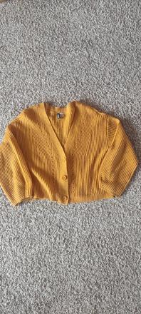 Horčicovo žltý rebrovaný kardigán, h&m,m