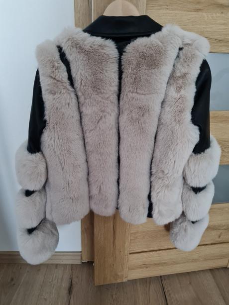 Zimná koženková bundička s kožušinou, s