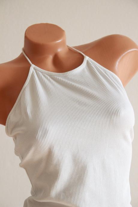 Biely body top, bershka l, bershka,l