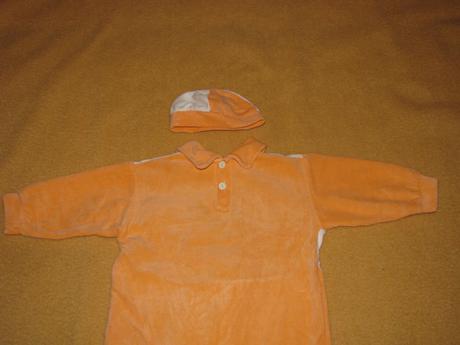 Oranžovo-biele dupačky s čapičkou, 62