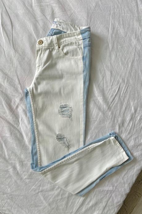 Stradivarius bicolor roztrhané džínsy, stradivarius,xs
