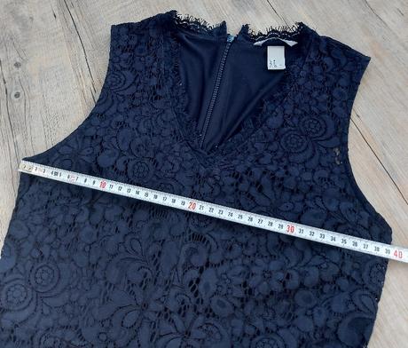 Tmavomodré čipkované šaty h&m, h&m,36