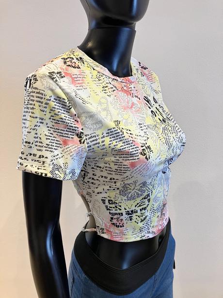 Farebné crop tričko bershka (l), bershka,l