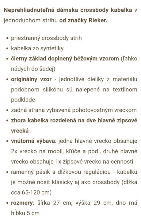 Rieker crossbody, rieker
