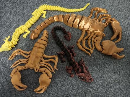 3d hračky-draci,šporpioni, 