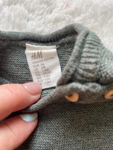 Khaki pleteny overal na gombicky, h&m,56