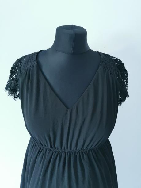 Tehotenské čierne šaty s čipkou h&m, h&m,m