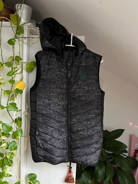 Panska vesta s kapucňou/ cierna vesta/ tmavosedá, tom tailor,s