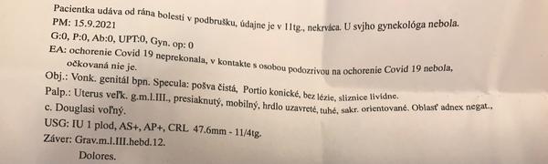 Som v 11. týždni a kvôli bolestiam brucha som bola na pohotovosti. Aké sú moje výsledky?