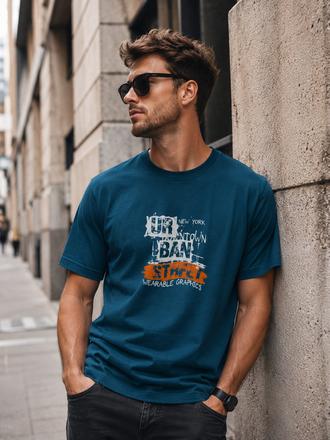 Pánske petrolejové tričko rimeck s potlačou urban, 4xl - xxxl
