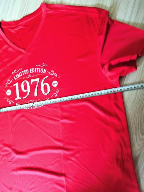 Dámske červené tričko, "1976", v. 2xl/3xl, xxl