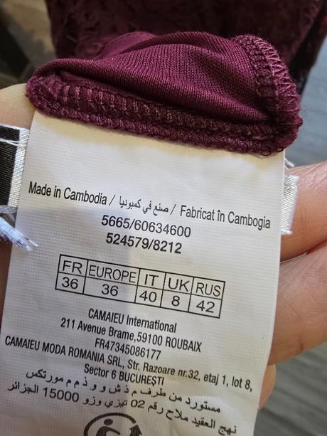 Bordové letné šaty, camaieu,36