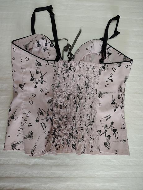 Ružový korzetový top s potlačou, melrose, s/m, s