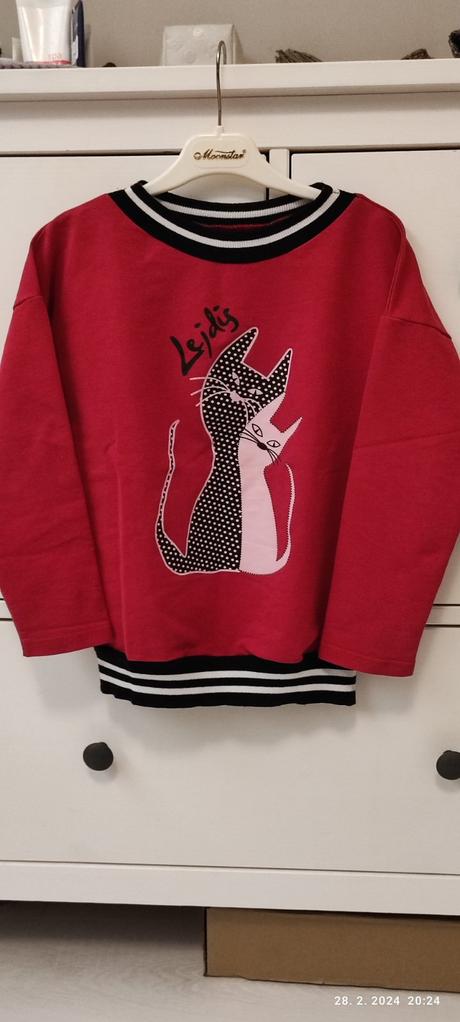 Tričko s dlhým rukávom s mačkou, 128