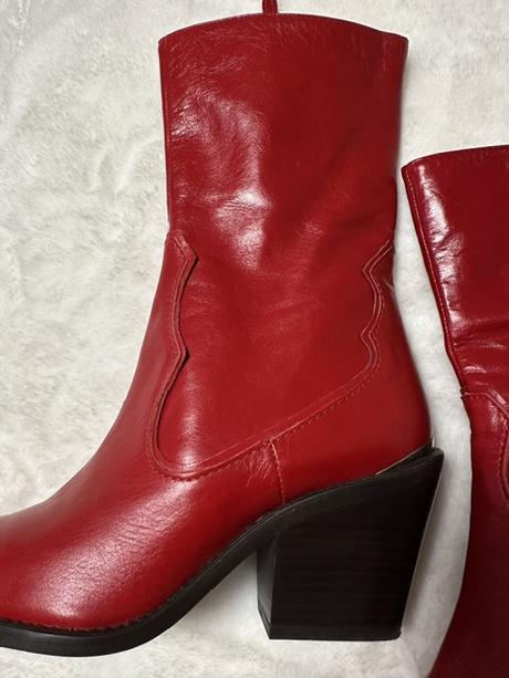 Červené kožené kozačky zn. zara, zara,40