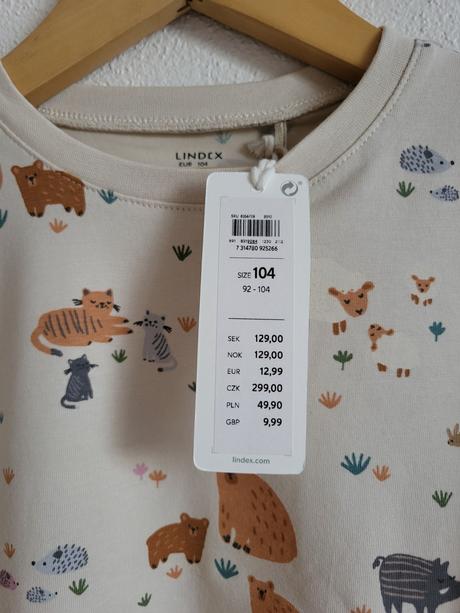 Lindex 104 tričká so zajkom a zvieratkami, lindex,104