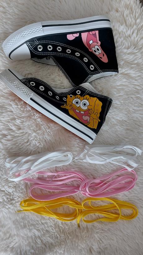 Kotníkové plátenné tenisky spongebob, 36