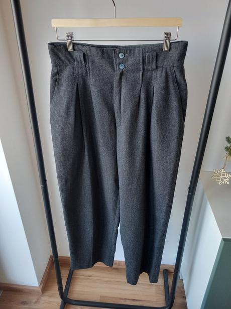 Sivé vlnené nohavice 38/40 m/l, l