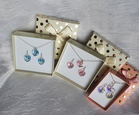 Strieborné súpravy srdiečka 14mm, swarovski