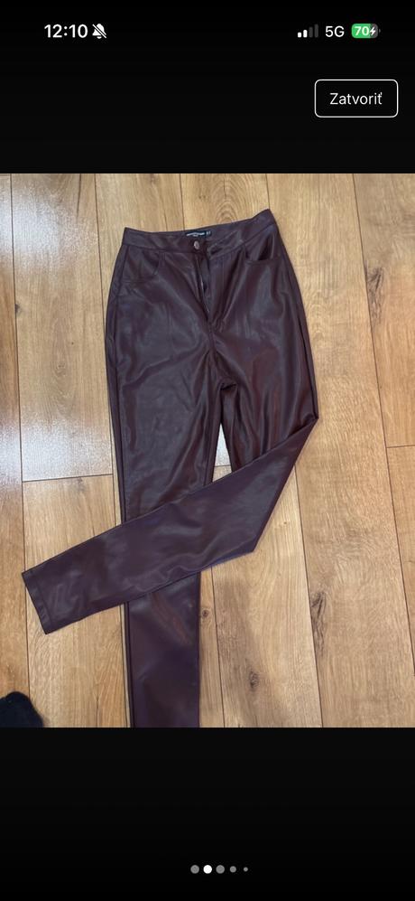 Koženkové nohavice s vysokým pasom, little things,m