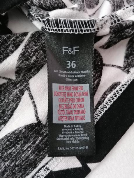 Čierno-biele tričko, f&f,36