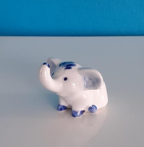 Holandský keramický slon delft blue handpainted, 