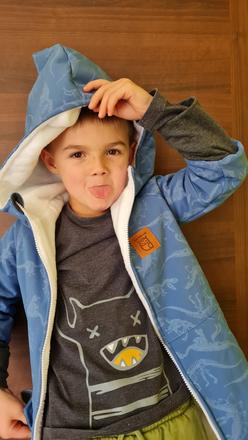 Zimna softschelova bundicka 104/110, dinosaurus sv, 110