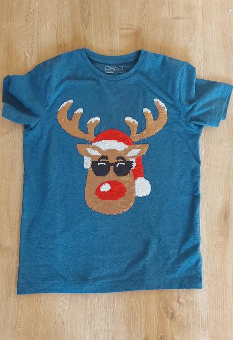 Vianočné tričko s premienacím sobom next 7-8r, next,128