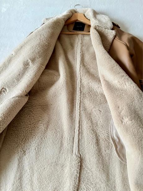 Koženkový kabát s kožušinou, mohito,32