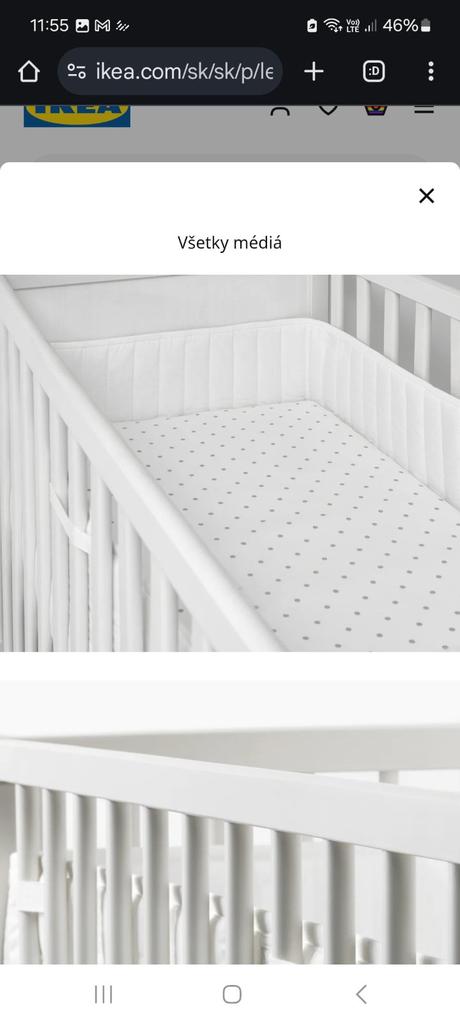 Len ikea ochrana do postieľky pred nárazom, šírka (cm): 60,dĺžka (cm): 120