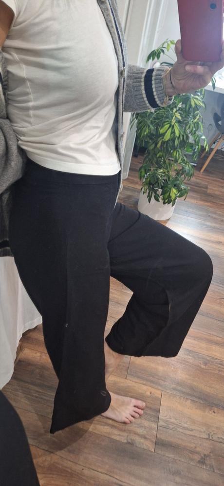 Ľanové čierne šioké nohavice h&m vel 36, h&m,36