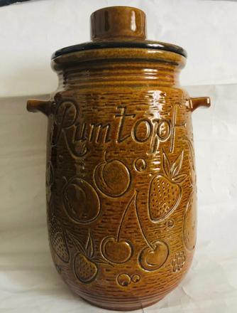 Velky rumtopf motiv ovocie hnedy dzban, 