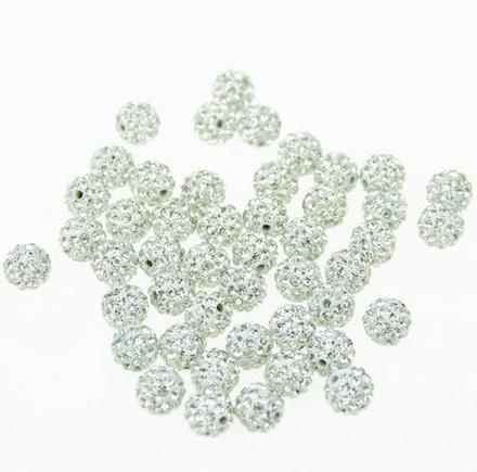 Shamballa korálky 8 mm - crystal, 