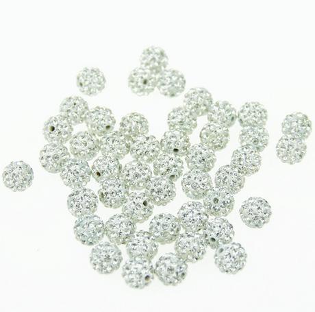 Shamballa korálky 8 mm - crystal, 