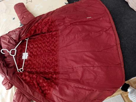 Teplý zimný kabát s kapucňou  vínovočervený xl, xl