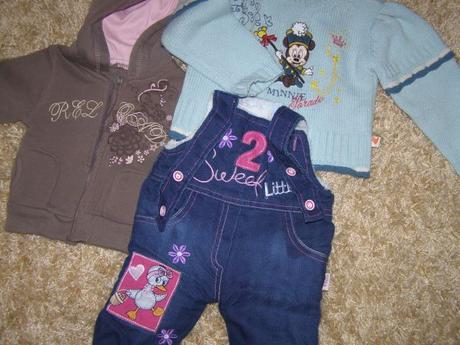 4 kusy oblečenia - nohavice - 2x pulóver- bundička, 68–80