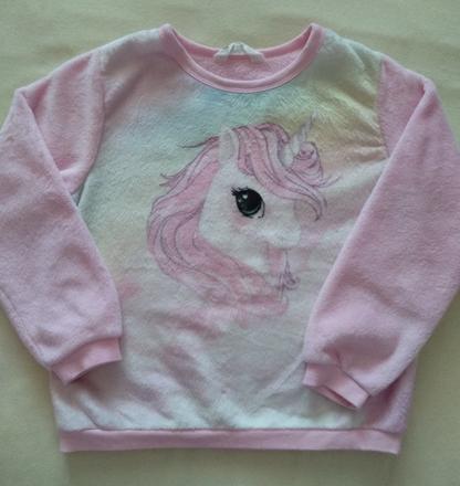 Dievčenská teplá mikina s jednorožcom veľkosť 122/, h&m,128