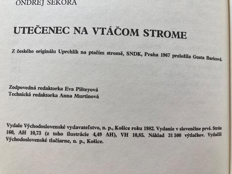Utečenec na vtáčom strome-prvé vyd.1982,