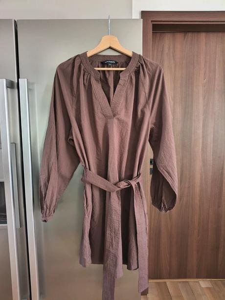 Kappahl bavlnené hnedé voľné šaty s opaskom m-l-xl, kappahl,l