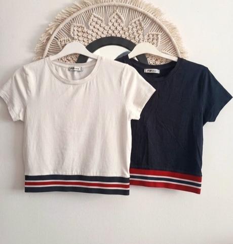Čierny a biely crop top, fishbone,l