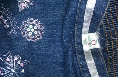 Rifľová sukňa vyšitá motýľmi a kvetmi, 4roky, adams,104