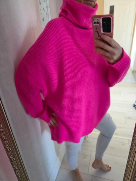 Neónový rolákový teplý sveter, m