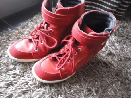 Červené kožené platformy buffalo vel.38, 38