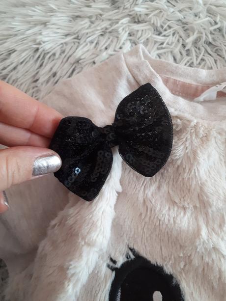 Nádherná huňatá mikinka s mačičkou a uškami, h&m,116